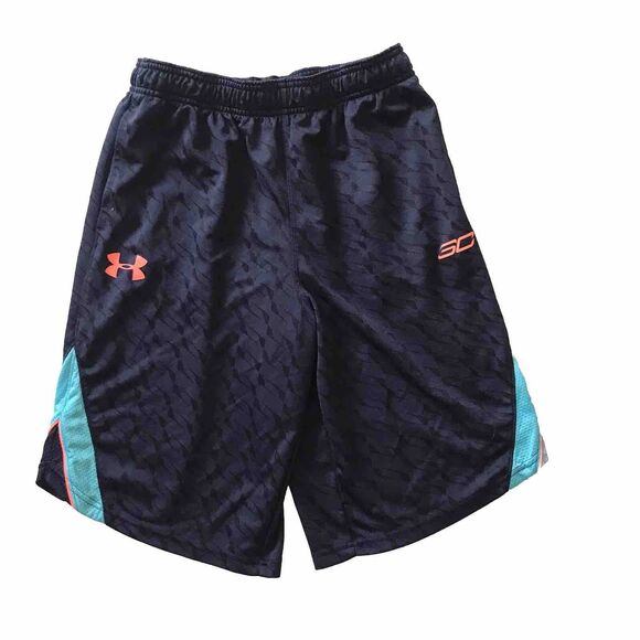 Under Armour Loose Basketball Steph Curry Shorts Boy Youth L YL Blue  11" EUC! - Picture 1 of 12